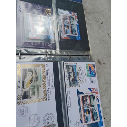 82 - 4 x folders full of Stamp First Day Covers : 2 x folders of Channel Tunnel , 1 x QEII Nations around... 