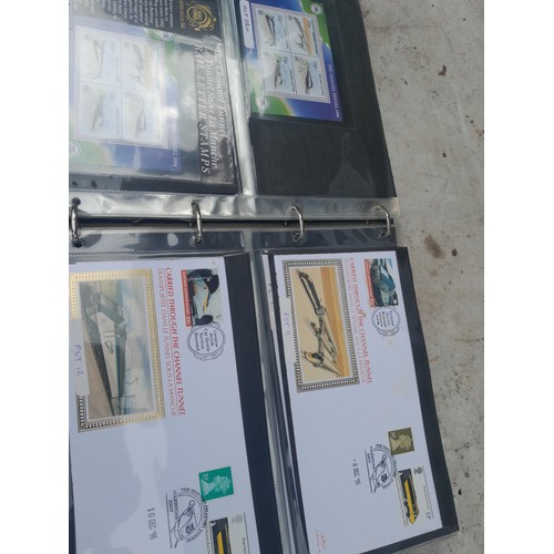 82 - 4 x folders full of Stamp First Day Covers : 2 x folders of Channel Tunnel , 1 x QEII Nations around... 