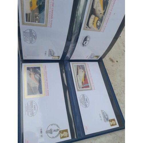 82 - 4 x folders full of Stamp First Day Covers : 2 x folders of Channel Tunnel , 1 x QEII Nations around... 