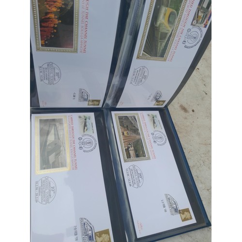 82 - 4 x folders full of Stamp First Day Covers : 2 x folders of Channel Tunnel , 1 x QEII Nations around... 