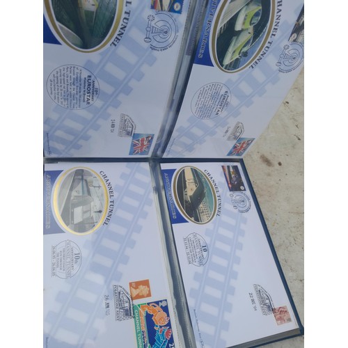 82 - 4 x folders full of Stamp First Day Covers : 2 x folders of Channel Tunnel , 1 x QEII Nations around... 