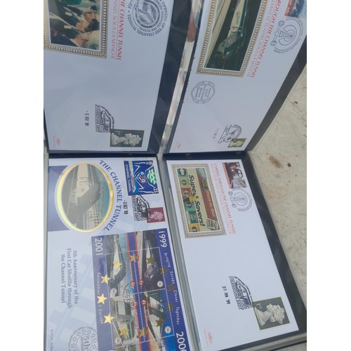 82 - 4 x folders full of Stamp First Day Covers : 2 x folders of Channel Tunnel , 1 x QEII Nations around... 