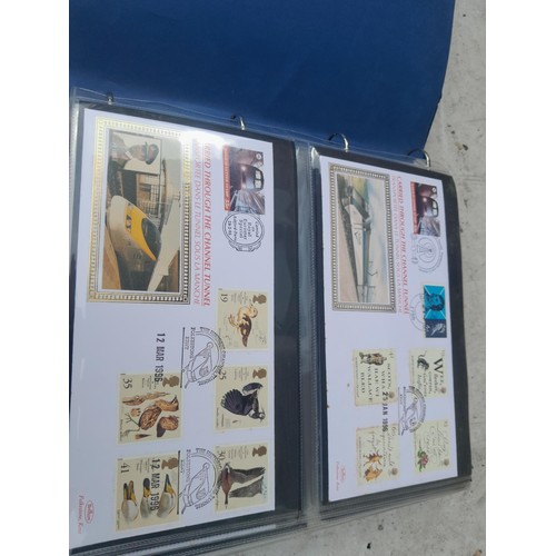 82 - 4 x folders full of Stamp First Day Covers : 2 x folders of Channel Tunnel , 1 x QEII Nations around... 