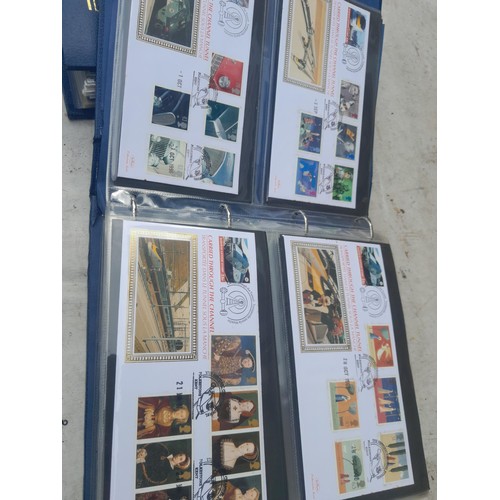 82 - 4 x folders full of Stamp First Day Covers : 2 x folders of Channel Tunnel , 1 x QEII Nations around... 