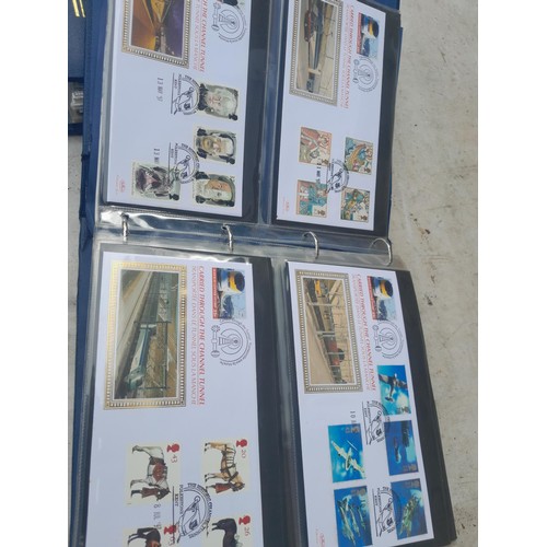 82 - 4 x folders full of Stamp First Day Covers : 2 x folders of Channel Tunnel , 1 x QEII Nations around... 