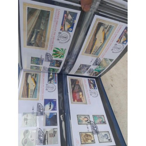 82 - 4 x folders full of Stamp First Day Covers : 2 x folders of Channel Tunnel , 1 x QEII Nations around... 