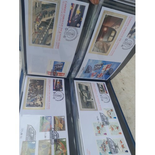 82 - 4 x folders full of Stamp First Day Covers : 2 x folders of Channel Tunnel , 1 x QEII Nations around... 