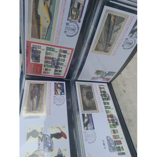 82 - 4 x folders full of Stamp First Day Covers : 2 x folders of Channel Tunnel , 1 x QEII Nations around... 