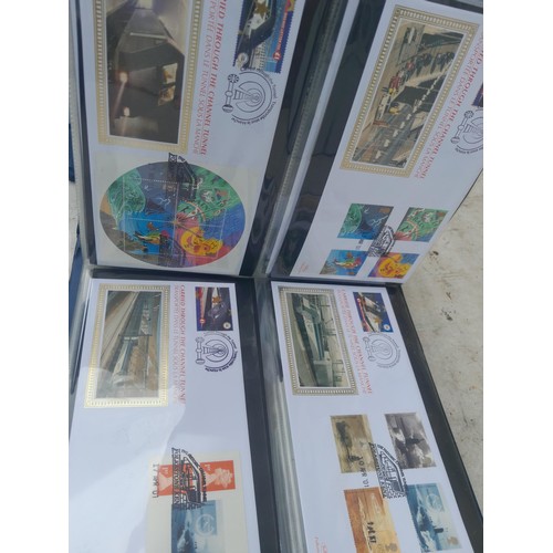 82 - 4 x folders full of Stamp First Day Covers : 2 x folders of Channel Tunnel , 1 x QEII Nations around... 