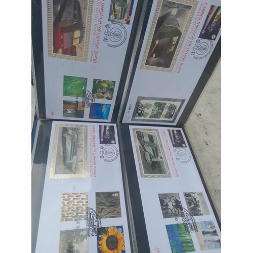 82 - 4 x folders full of Stamp First Day Covers : 2 x folders of Channel Tunnel , 1 x QEII Nations around... 