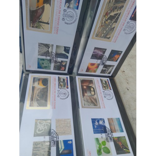 82 - 4 x folders full of Stamp First Day Covers : 2 x folders of Channel Tunnel , 1 x QEII Nations around... 