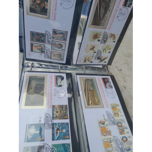 82 - 4 x folders full of Stamp First Day Covers : 2 x folders of Channel Tunnel , 1 x QEII Nations around... 