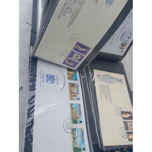 82 - 4 x folders full of Stamp First Day Covers : 2 x folders of Channel Tunnel , 1 x QEII Nations around... 