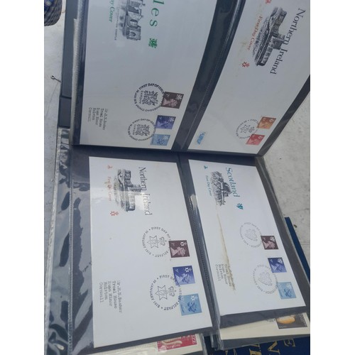 82 - 4 x folders full of Stamp First Day Covers : 2 x folders of Channel Tunnel , 1 x QEII Nations around... 