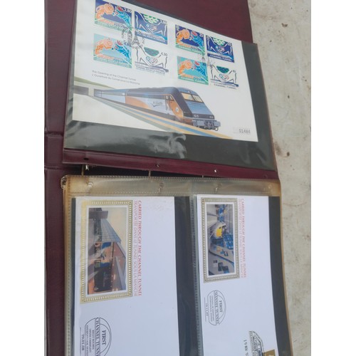 83 - 4 x folders of Stamp First Day Covers :folder of Channel Tunnel , others are multithematic