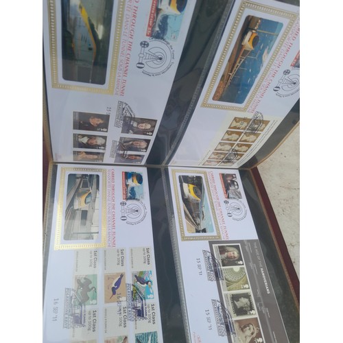 83 - 4 x folders of Stamp First Day Covers :folder of Channel Tunnel , others are multithematic