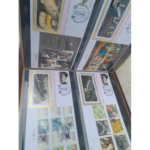 83 - 4 x folders of Stamp First Day Covers :folder of Channel Tunnel , others are multithematic