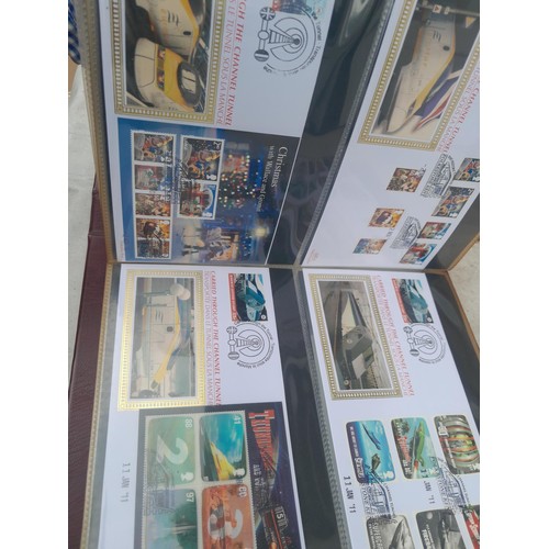 83 - 4 x folders of Stamp First Day Covers :folder of Channel Tunnel , others are multithematic