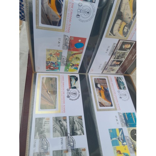 83 - 4 x folders of Stamp First Day Covers :folder of Channel Tunnel , others are multithematic