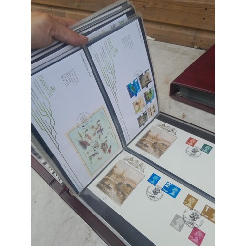 85 - 5 x folders of stamp first day covers, mixed themed , one album of RAF interest signature cards