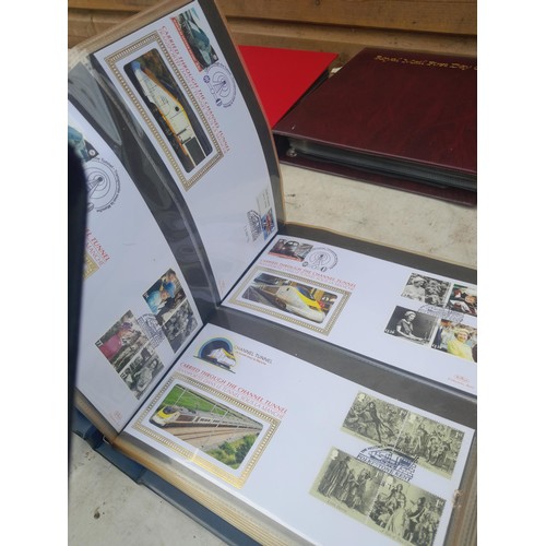 85 - 5 x folders of stamp first day covers, mixed themed , one album of RAF interest signature cards