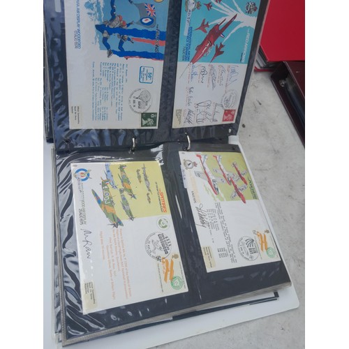 85 - 5 x folders of stamp first day covers, mixed themed , one album of RAF interest signature cards