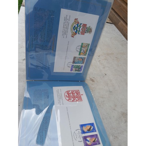 87 - Stamp First Day covers, loose in folder slips or loose & QEII Commemorative Ascension album