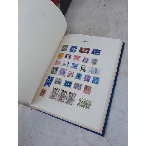 139 - Box file of stamps, an album of World stamps and a Commonwealth collection in album