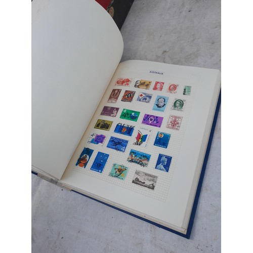 139 - Box file of stamps, an album of World stamps and a Commonwealth collection in album