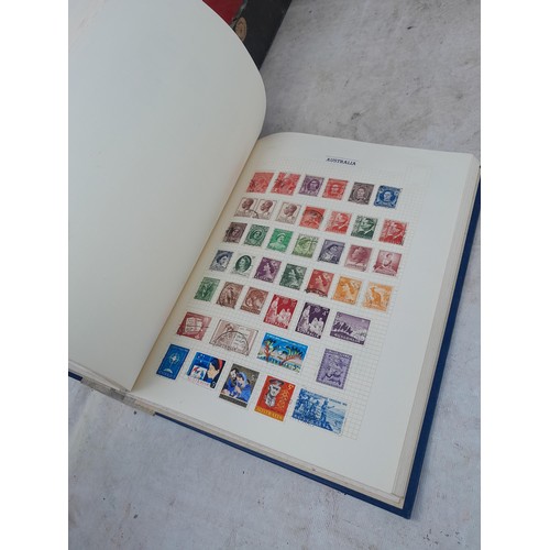 139 - Box file of stamps, an album of World stamps and a Commonwealth collection in album