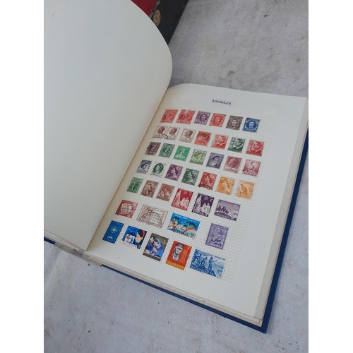 139 - Box file of stamps, an album of World stamps and a Commonwealth collection in album