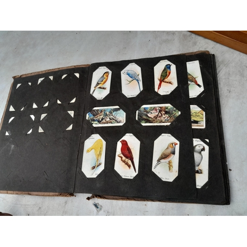 141 - Cigarette cards in album, ship in a bottle and wooden pencil case & 2 x brief cases