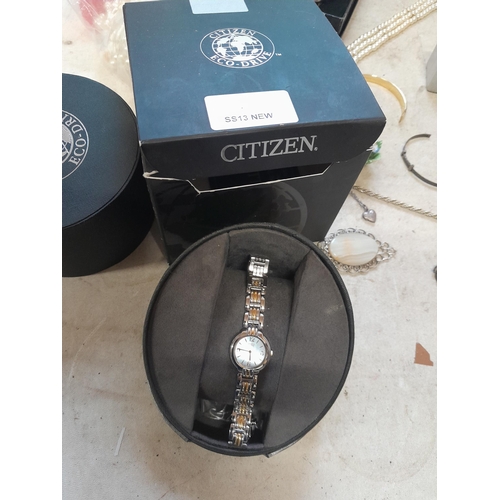 291 - Costume jewellery watches , Citizen watch in box of issue, silver noticed