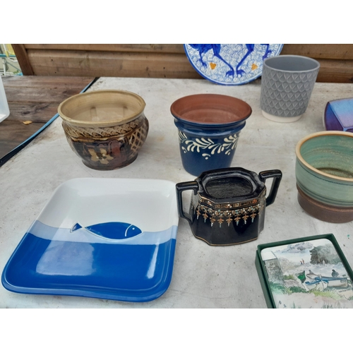 299 - Decorative china, studio pottery, bamboo ornament etc.