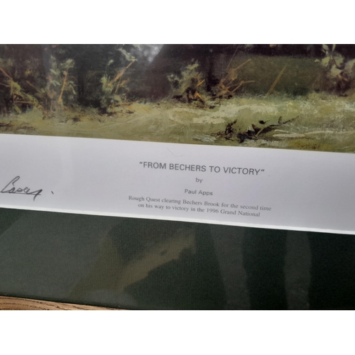 343 - Ltd Edition print From Bechers to Victory by Paul Apps, counter signed by artist, trainer and jockey... 