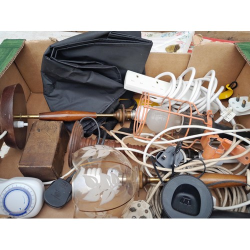 400 - Sewing and knitting related items, electric cable, light bulbs lamp, Grundig radio  etc. NOTE Multip... 