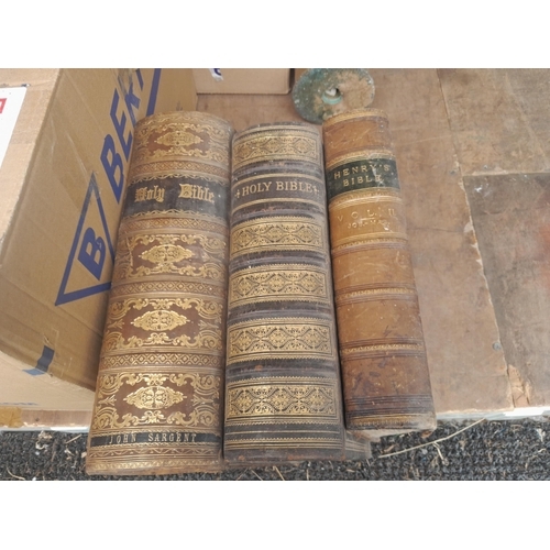 57 - 3 x Victorian Bibles one with small amount of family history