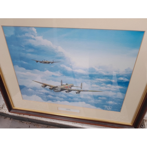 3 - Collection of military aviation prints, clock and painting