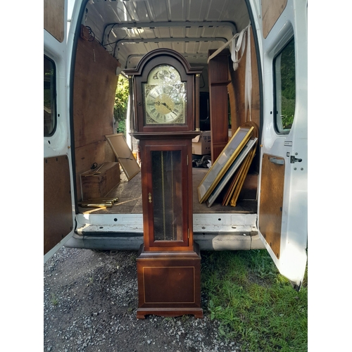 8 - A modern mahogany finished grandfather clock by Richard Broad of Bodmin, Cornwall, with three train ... 