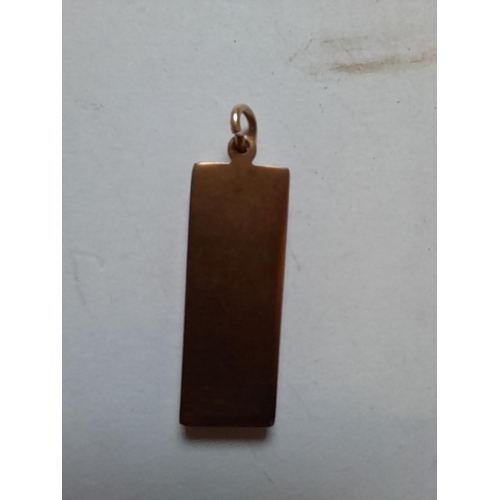 29 - 9 ct gold ingot set as pendant 30. 1 g Sheffield 1978