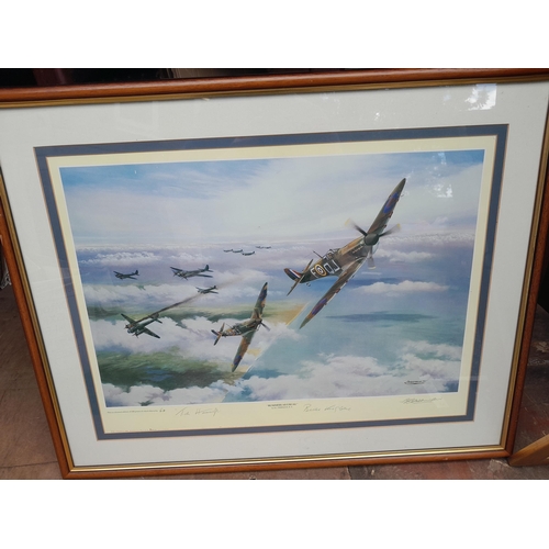 33 - Ltd edition military aviation print signed by artist and famous military aviation personnel