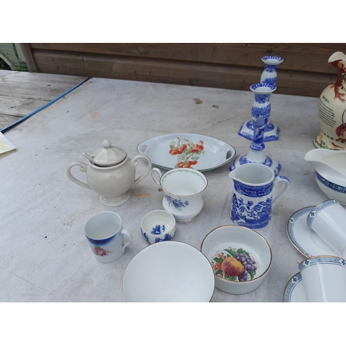 66 - Assorted decorative china : Crown Devon musical tankard, blue and white china etc.