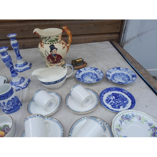 66 - Assorted decorative china : Crown Devon musical tankard, blue and white china etc.