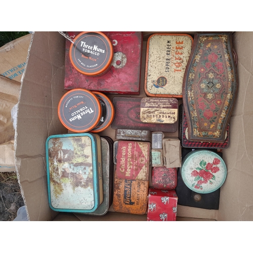 526 - Note multiple photos : collection of tins and sewing items