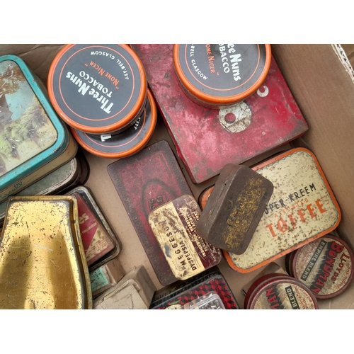 526 - Note multiple photos : collection of tins and sewing items