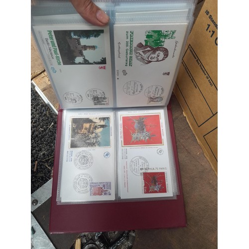 6 - Assorted stamp first day covers in 2 x folders and loose in a box