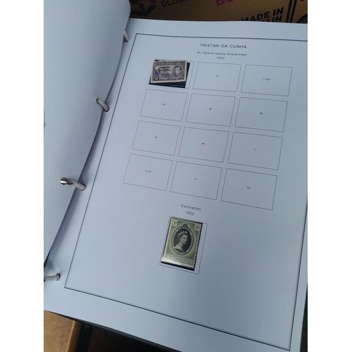 7 - Stamps of South Atlantic in 7 x blue binders with printed pages for all issues to 2014 for Falklands... 