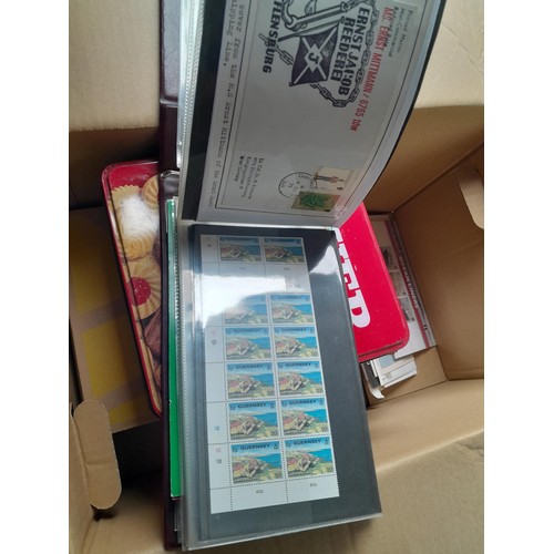 12 - Stamps :  British Accumulation some mint but mostly used in a shoe box and tin loose and on stock sh... 