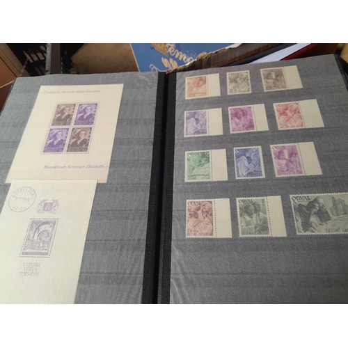 20 - Stamps of Belgium in stockbook, mounted used and mint better sets and miniature sheets