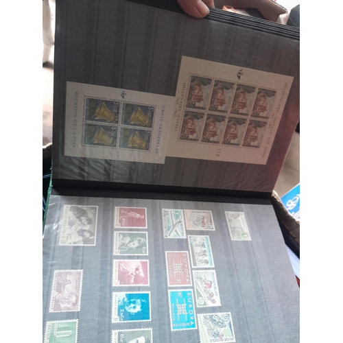 20 - Stamps of Belgium in stockbook, mounted used and mint better sets and miniature sheets